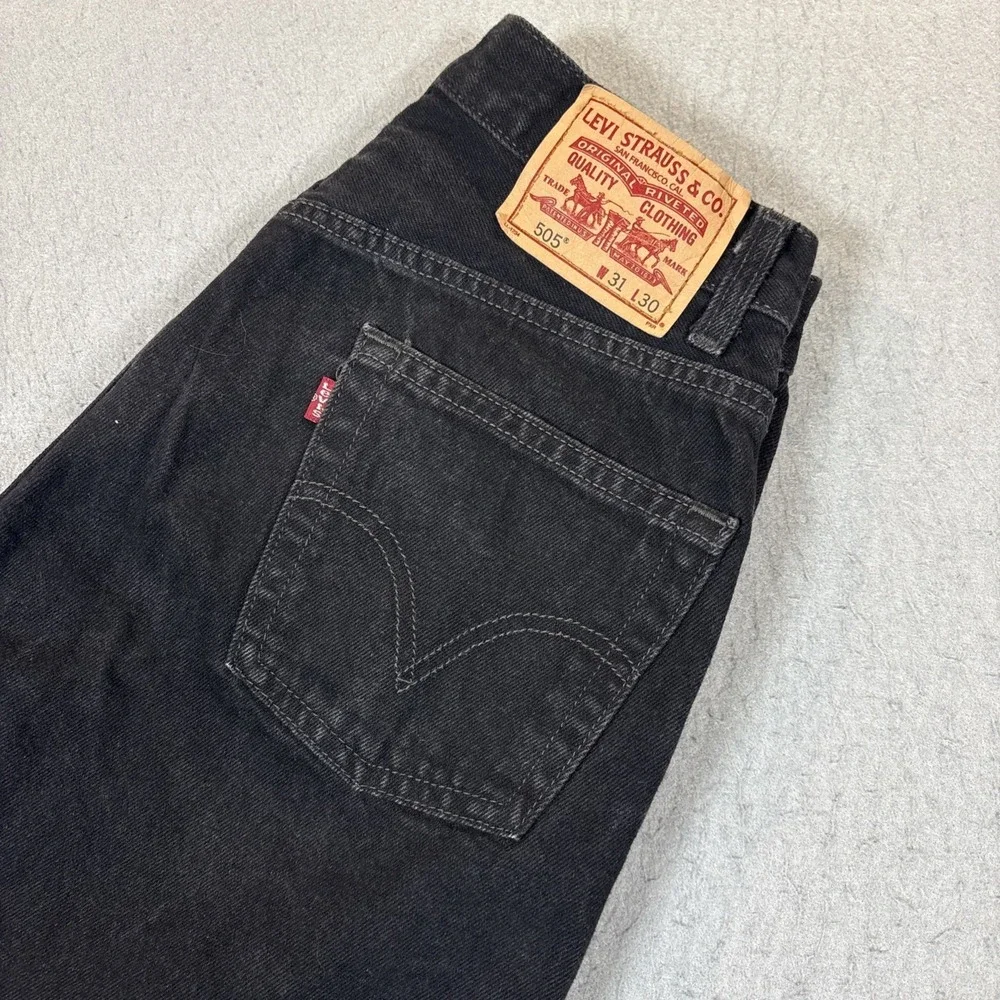 Levi's 505 Regular Fit‎ Jeans 31x30 (29x30) Y2K Black 100% Cotton Denim
